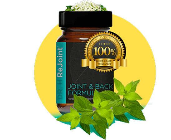 Graphic of Dr. H Rejoint Supplement with a 100% money back guarantee label.